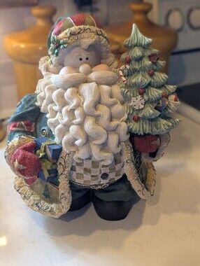 Vintage Chubby Santa Claus Figurine Christmas Tree Gifts Holiday Decor Resin 10"